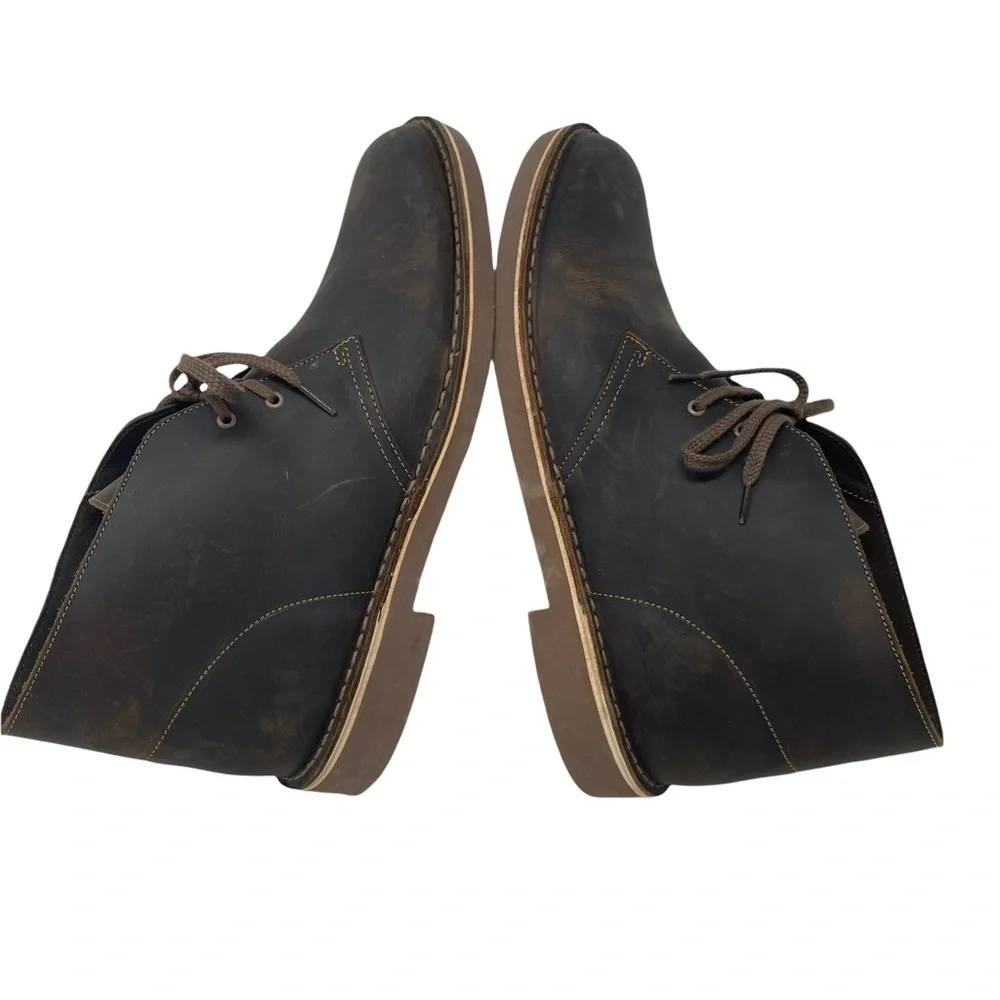 Clarks Bushacre 2 Brown Leather‎ Beeswax Ankle Chukka Casual Boots Size 12